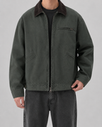 Men's Barn Jacket - Cotton Canvas Corduroy Collar