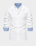 Men's Button-Down Shirt Long Sleeve Contrast Cuffs Slim Fit