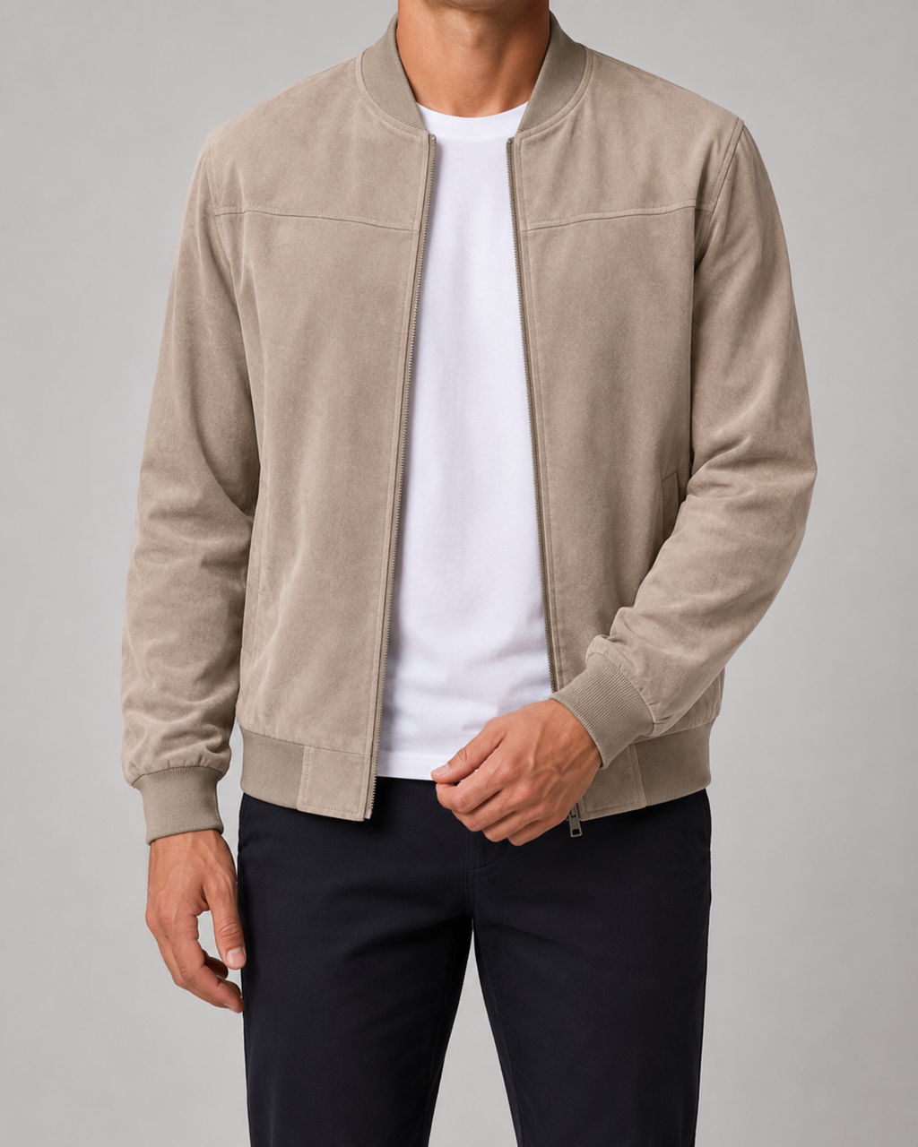 Men's Suede Bomber Jacket