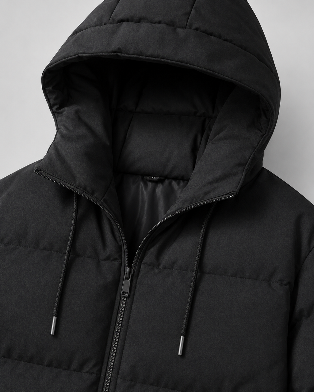 Men's Winter Puffer Jacket with Drawstring Hood and Zip Pockets