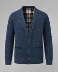 Men's Knitted Button Cardigan - V-Neck Regular Fit Ribbed Trim