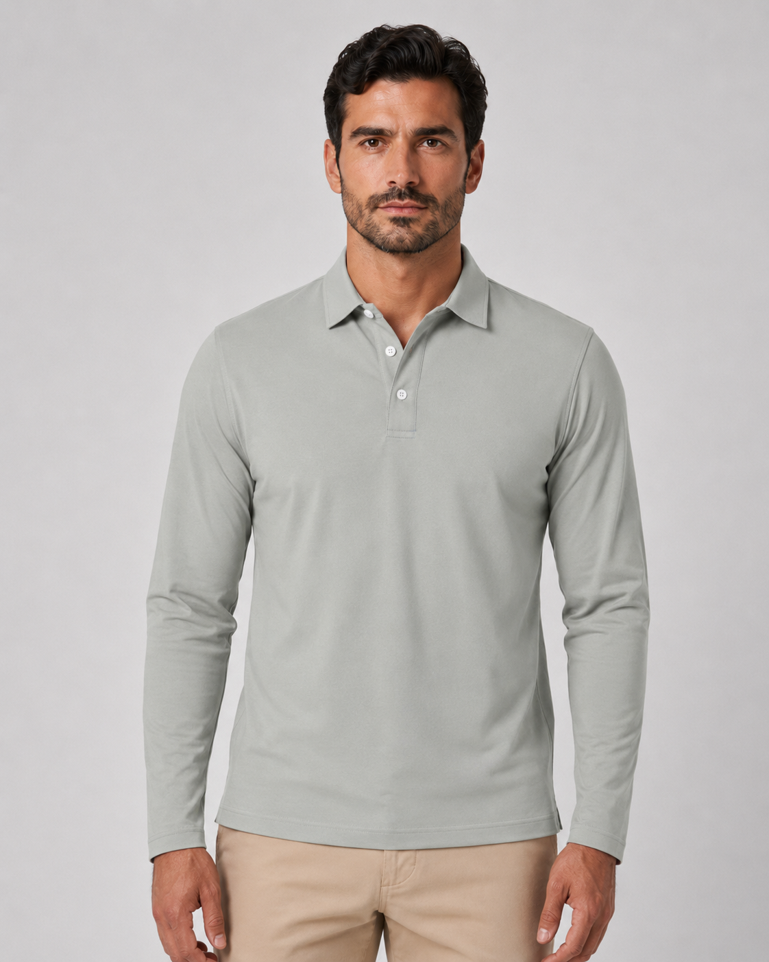 Men's Long Sleeve Jersey Polo Shirt
