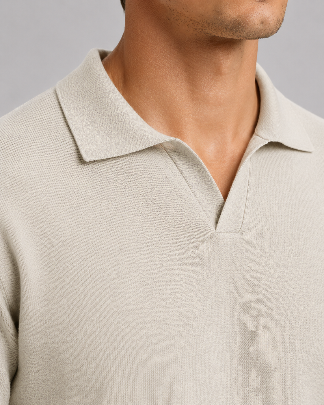 Men's Open-Collar Knitted Polo
