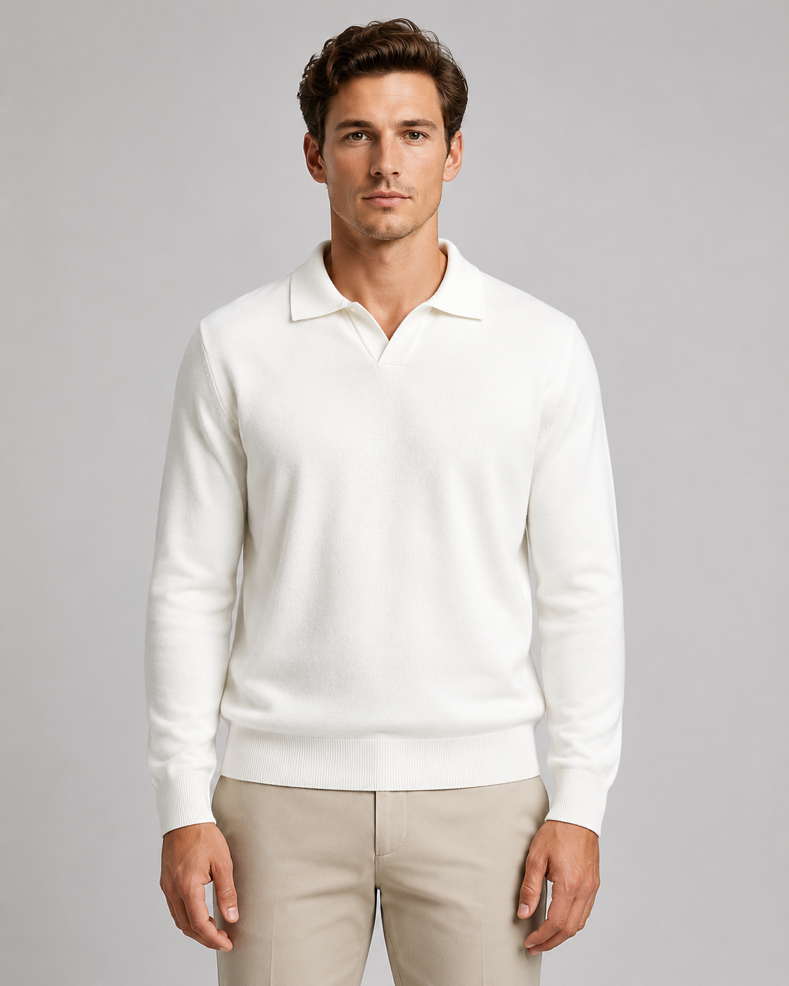 Men's Open-Collar Knitted Polo
