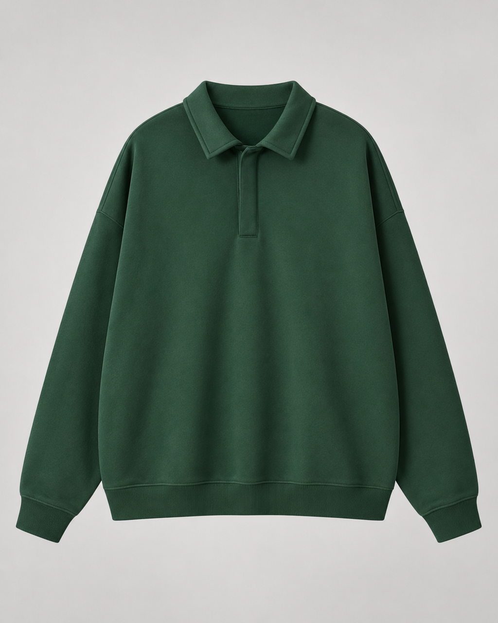 Men's Polo Sweatshirt Oversized Long Sleeve Ribbed Cuff
