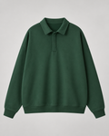Men's Polo Sweatshirt Oversized Long Sleeve Ribbed Cuff