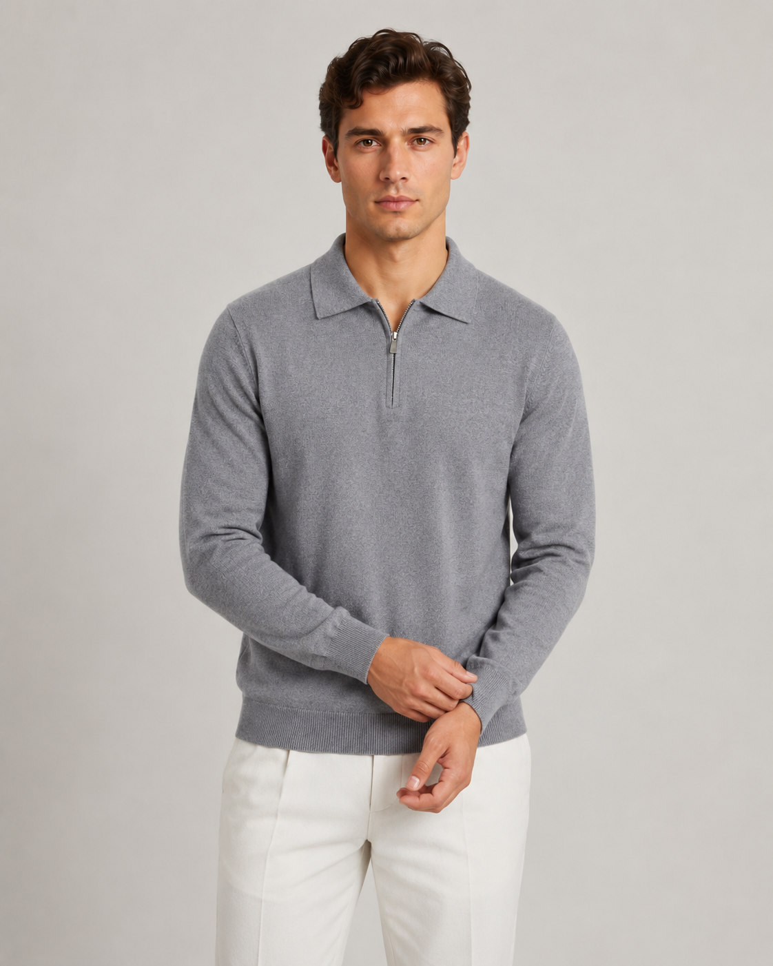 Men's Quarter-Zip Knitted Polo