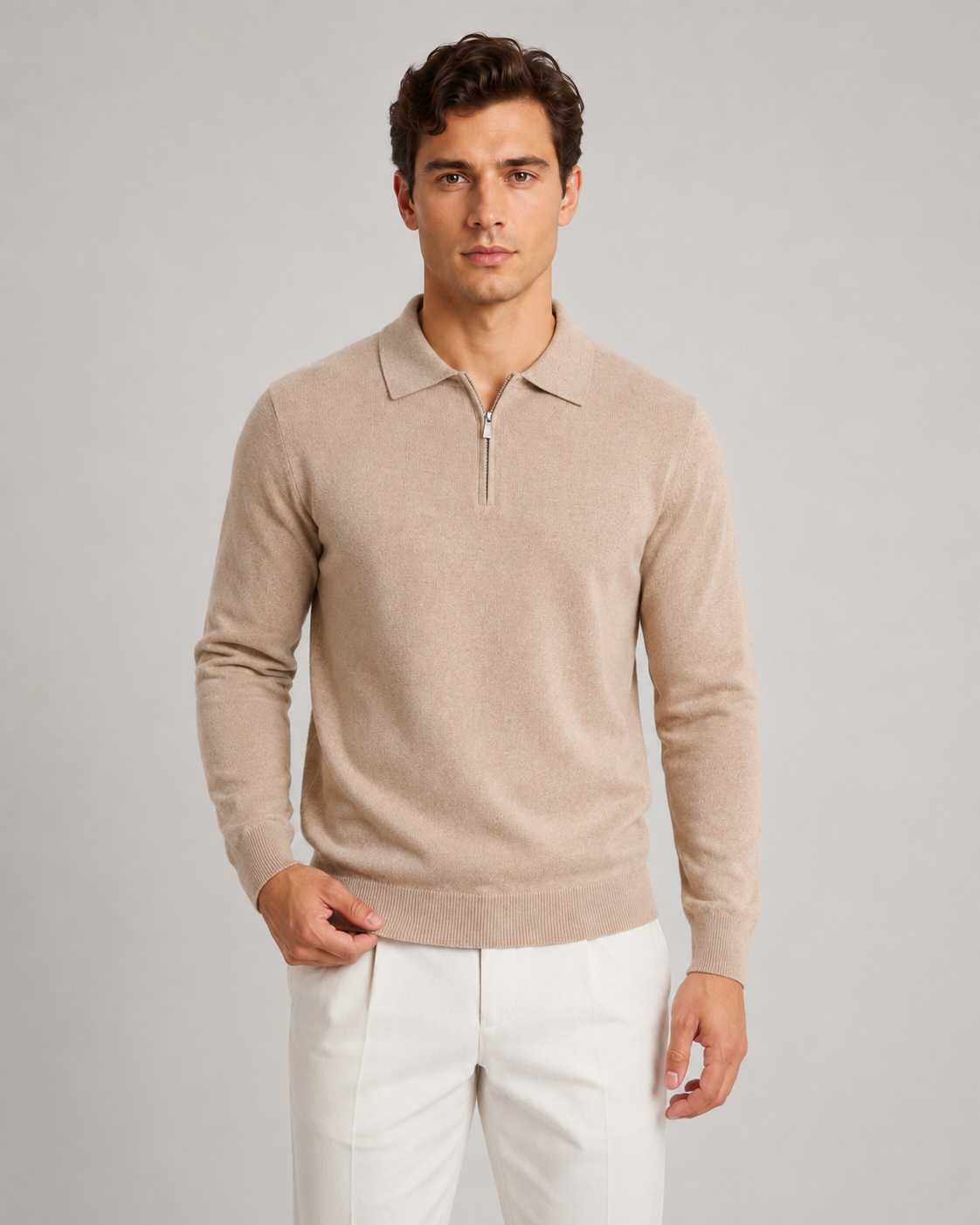 Men's Quarter-Zip Knitted Polo