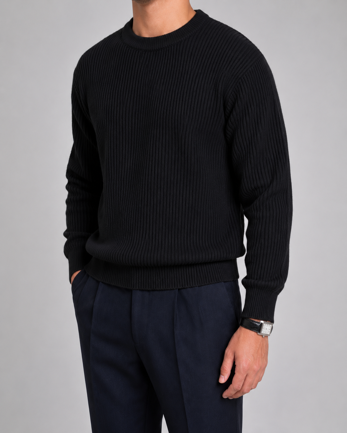 Men's Ribbed Knit Crewneck Sweater