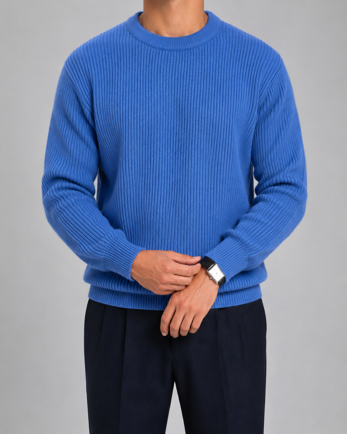 Men's Ribbed Knit Crewneck Sweater