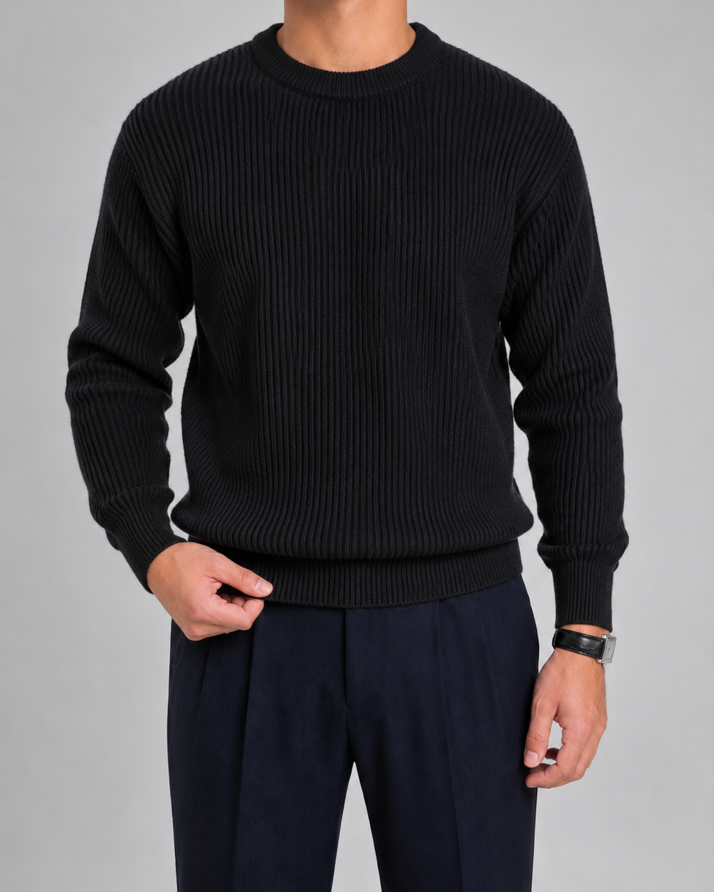 Men's Ribbed Knit Crewneck Sweater