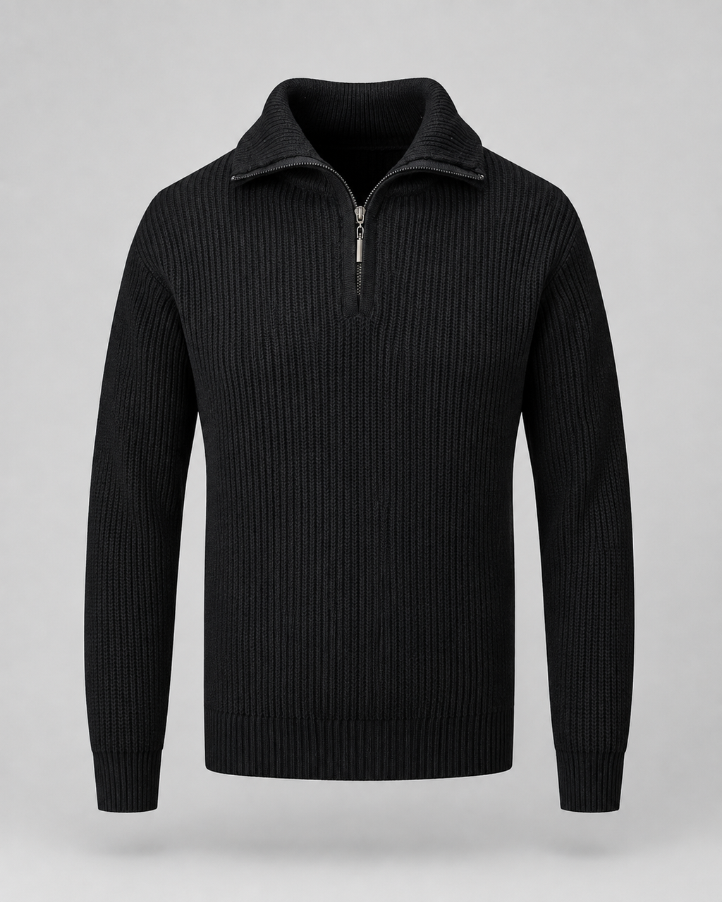 Men's Ribbed Quarter Zip Sweater - Collared Regular Fit