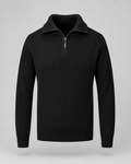 Men's Ribbed Quarter Zip Sweater - Collared Regular Fit