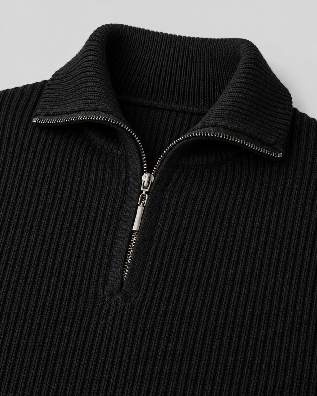 Men's Ribbed Quarter Zip Sweater - Collared Regular Fit