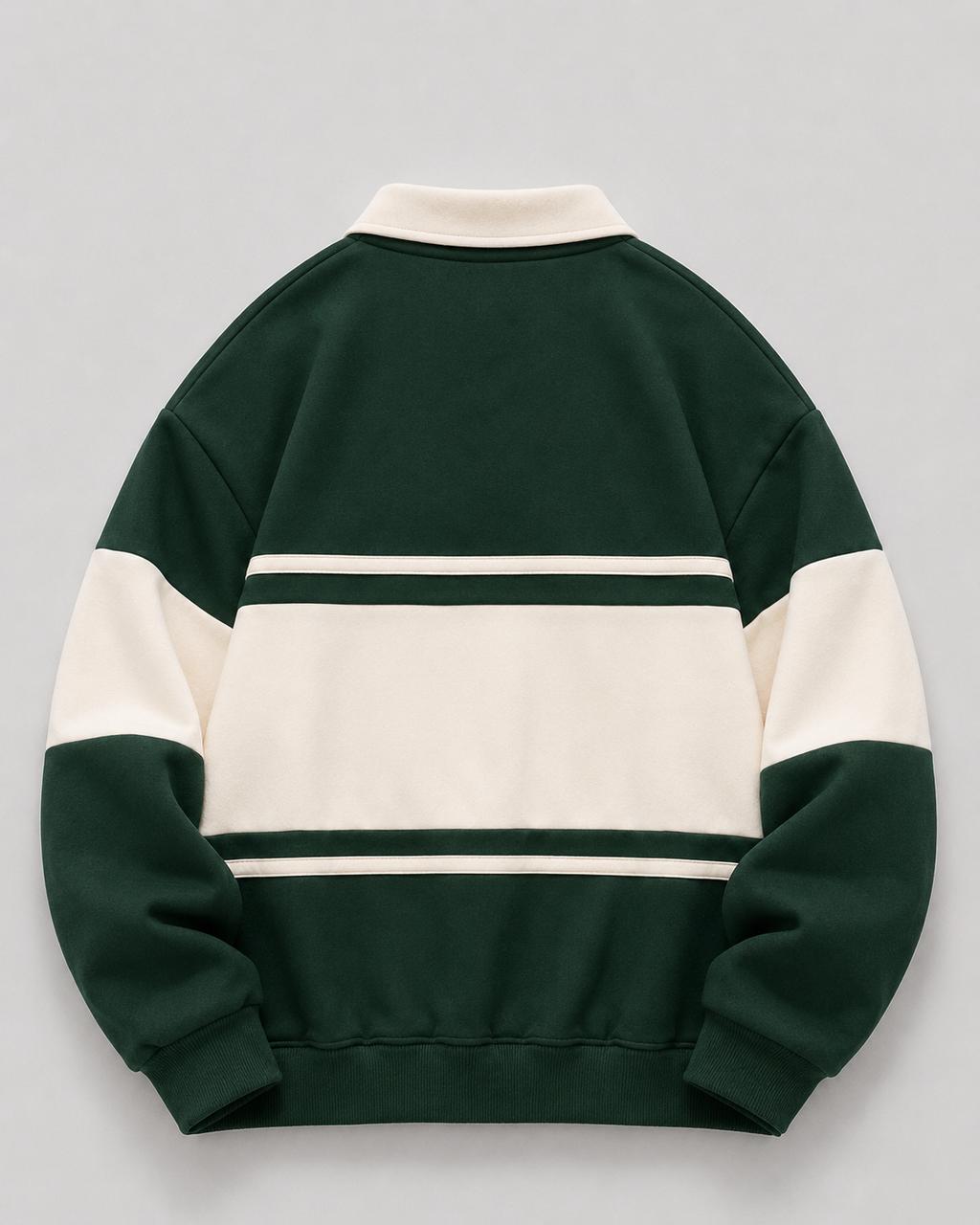 Men's Rugby Polo Sweater - Colour Block Long Sleeve Relaxed Fit