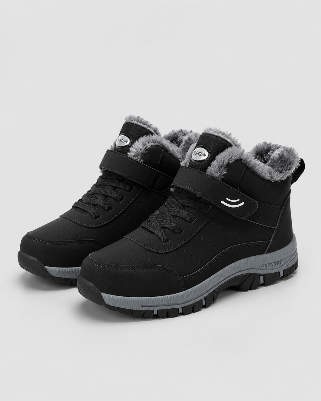 Men's Winter Ankle Boots - Lace-Up Strap with Rugged Lug Sole