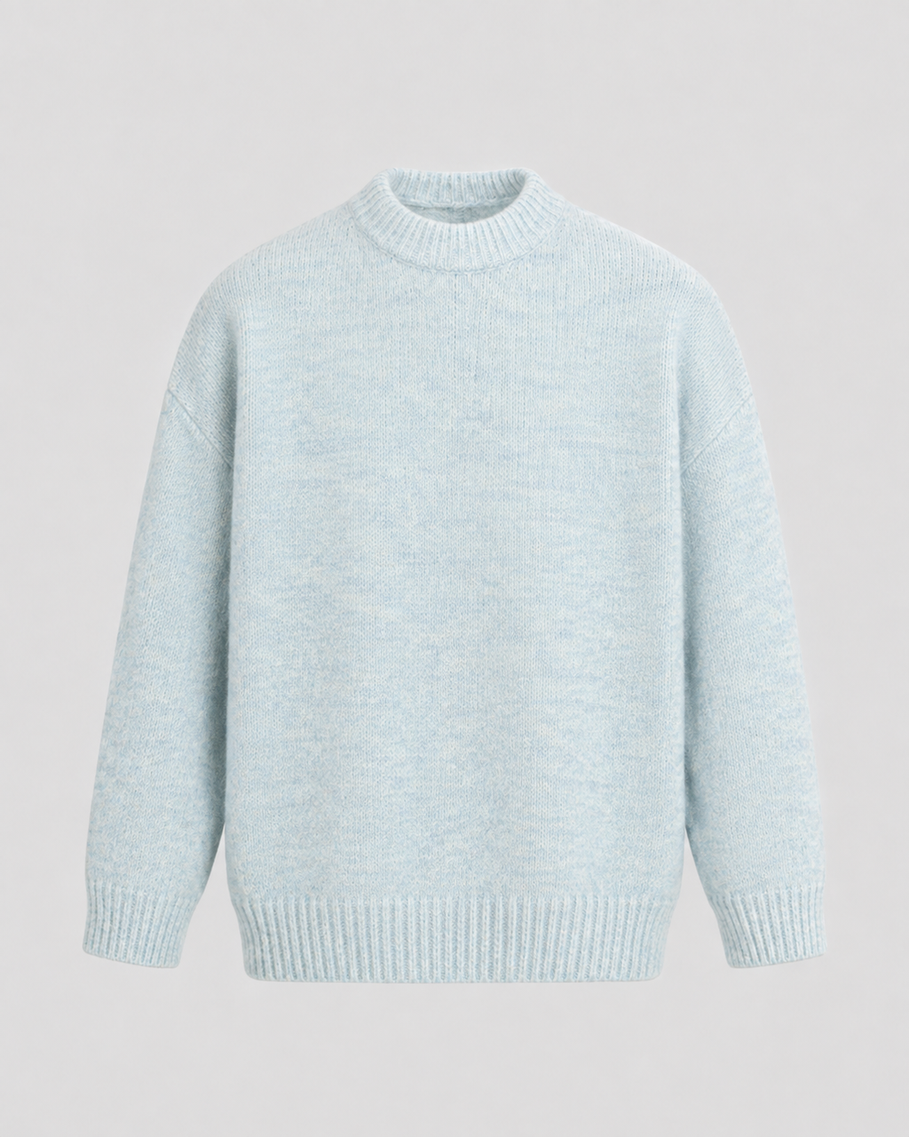 Men's Wool Crewneck Sweater - Marled Knit Relaxed Fit