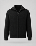 Men's Wool Quarter Zip Sweater - Ribbed Mock Neck Regular Fit