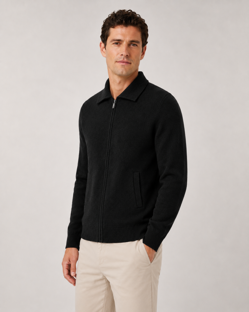 Men's Wool Zip-Up Sweater