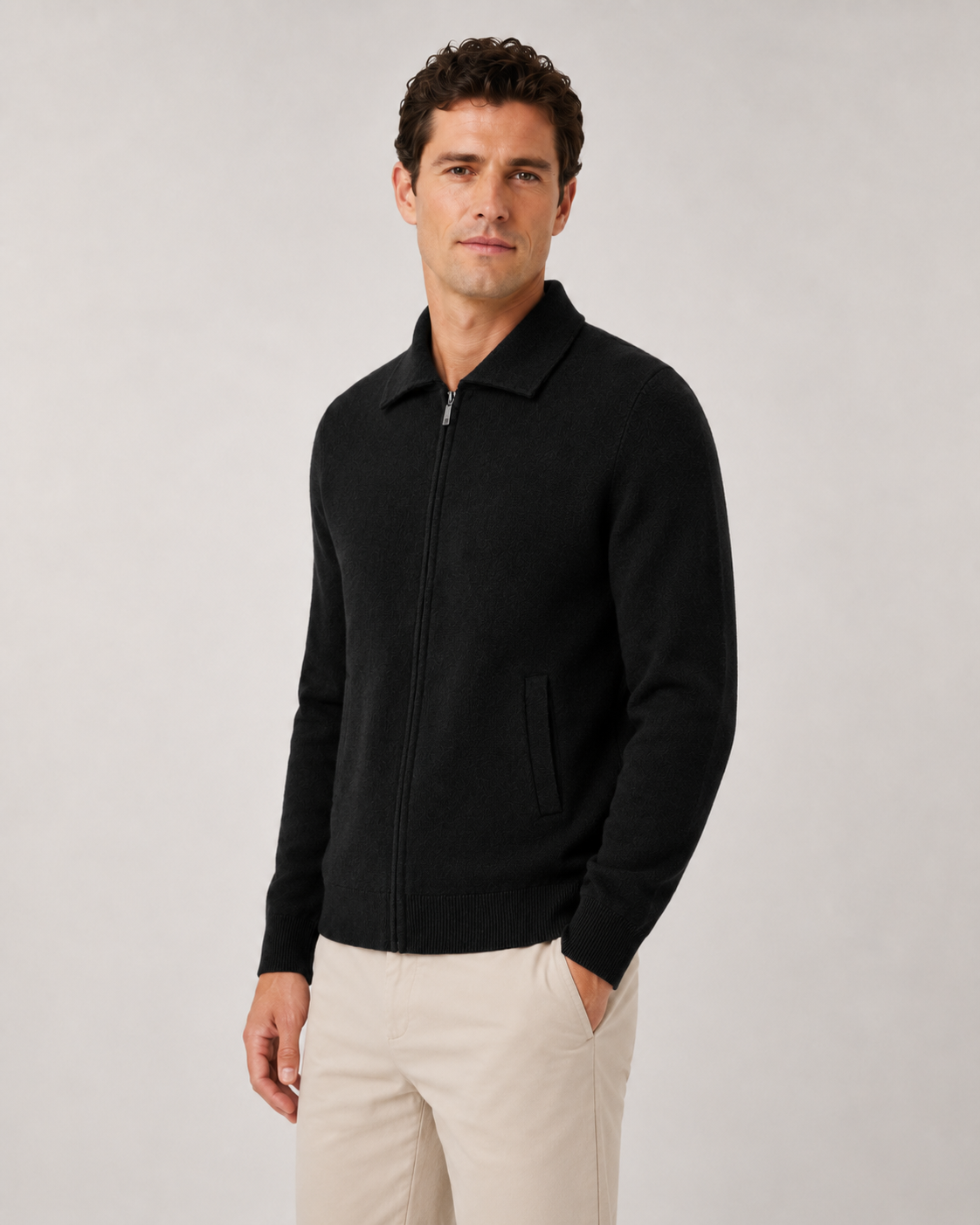 Men's Wool Zip-Up Sweater