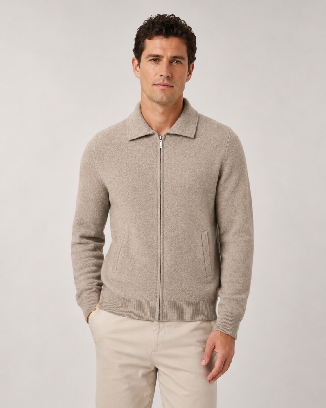 Men's Wool Zip-Up Sweater