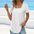 Michaela Square Neck Pleated Top