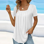 Michaela Square Neck Pleated Top