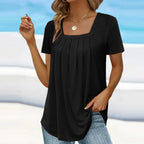 Michaela Square Neck Pleated Top