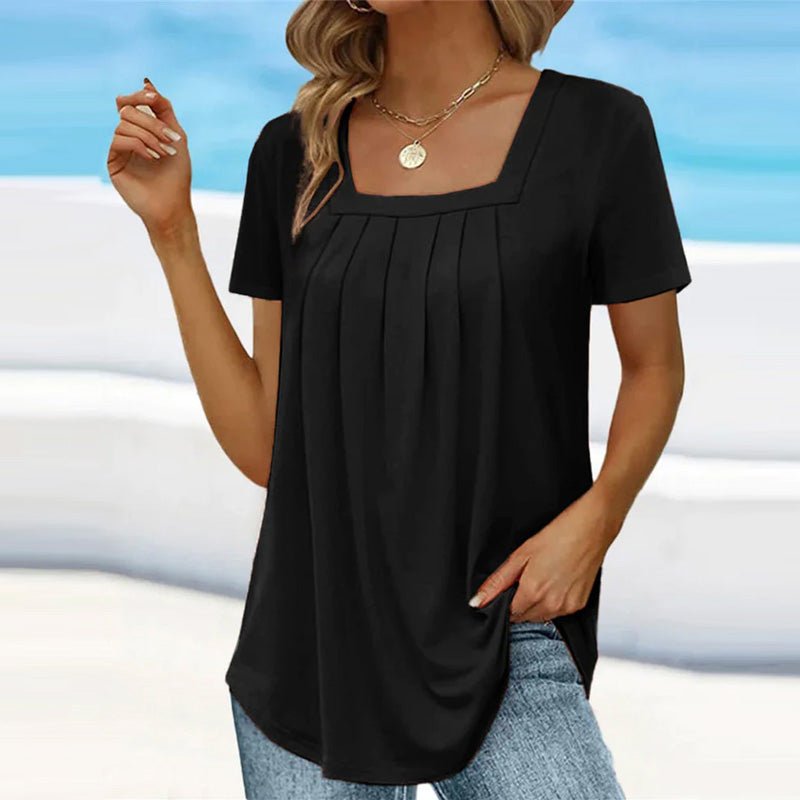 Michaela Square Neck Pleated Top