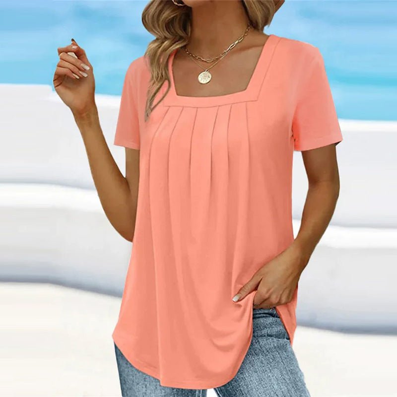 Michaela Square Neck Pleated Top