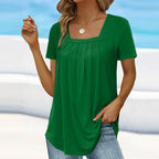 Michaela Square Neck Pleated Top