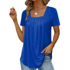 Michaela Square Neck Pleated Top