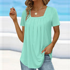 Michaela Square Neck Pleated Top