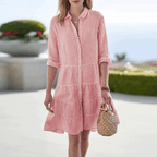 Cassandra Breezy Striped Dress with Buttons