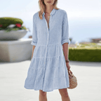 Cassandra Breezy Striped Dress with Buttons