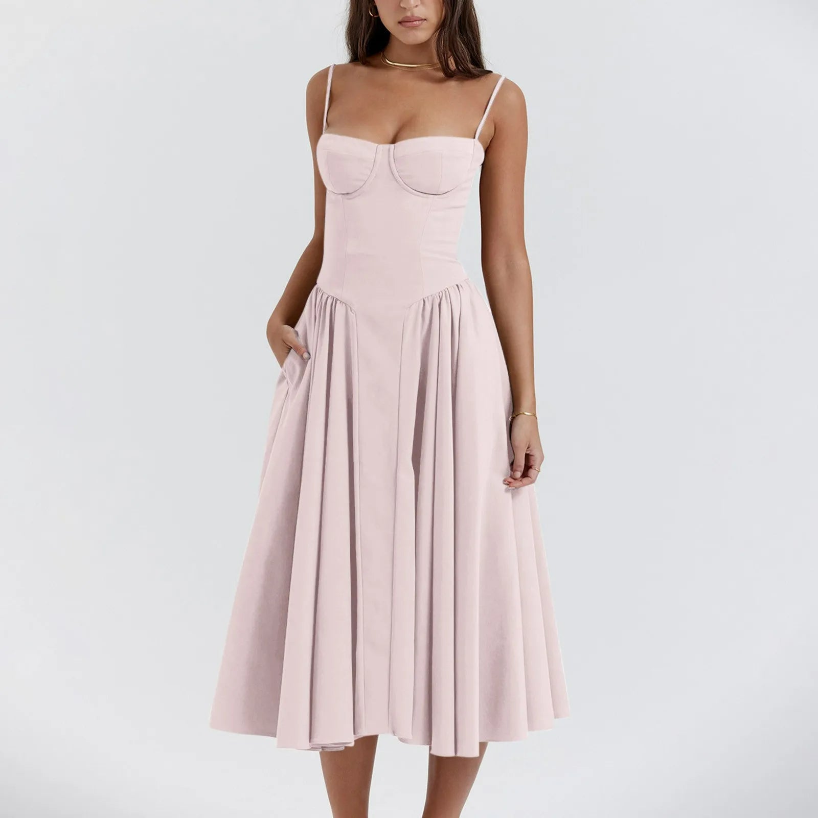 Odette Corset Cocktail Midi Dress