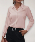Spring Office Button-Front Blouse