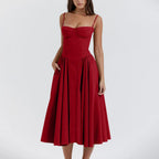 Odette Corset Cocktail Midi Dress