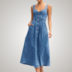 Cindy Classic Sleeveless Denim Dress