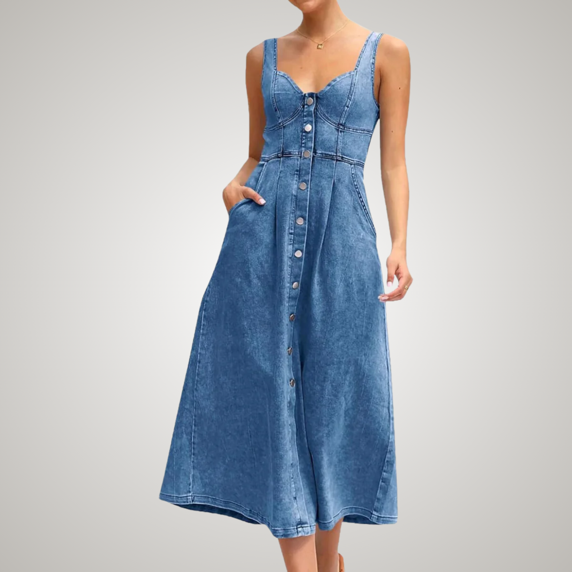 Cindy Classic Sleeveless Denim Dress