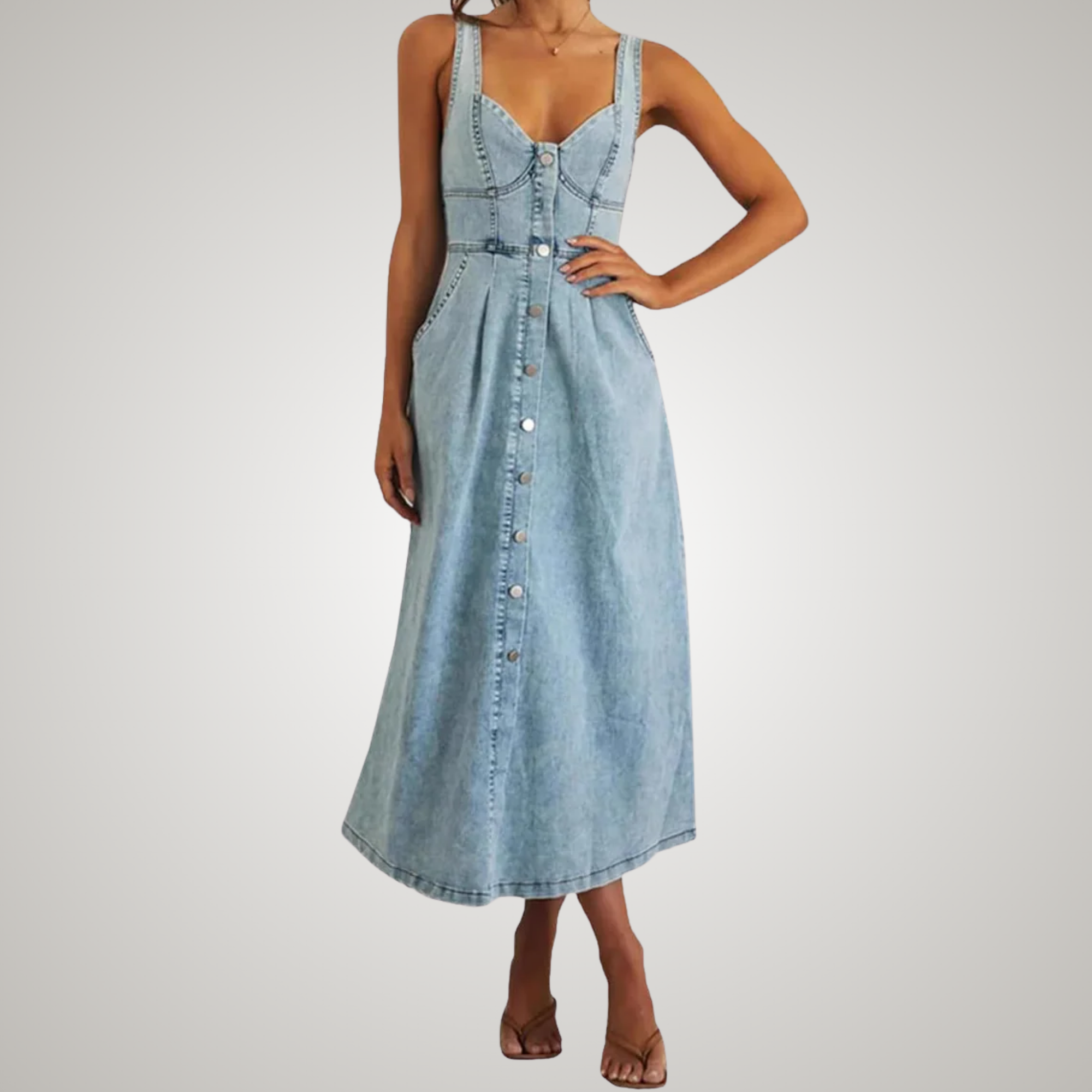 Cindy Classic Sleeveless Denim Dress