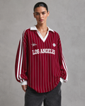 Women's Oversized Pinstripe Jersey - Collegiate Streetwear Fit