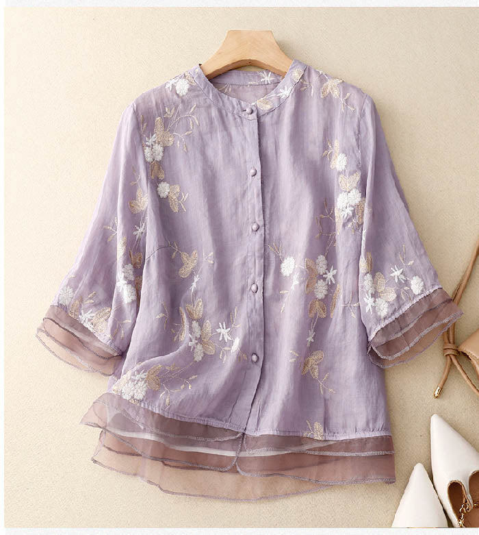 Kourtney Chic Blouse with Floral Accents