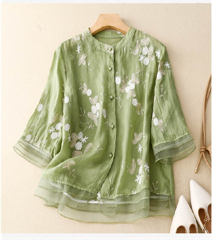 Kourtney Chic Blouse with Floral Accents