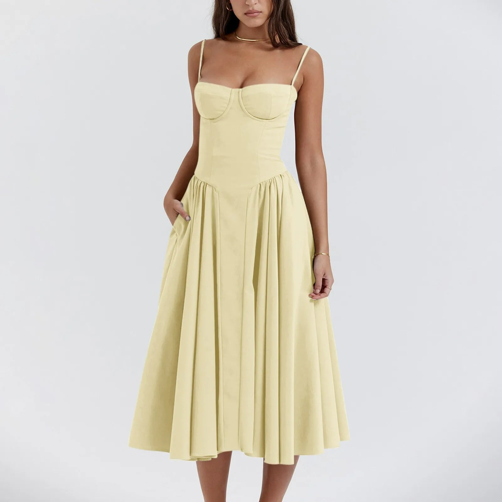 Odette Corset Cocktail Midi Dress