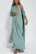 Juno Elegant Long Dress with Cardigan